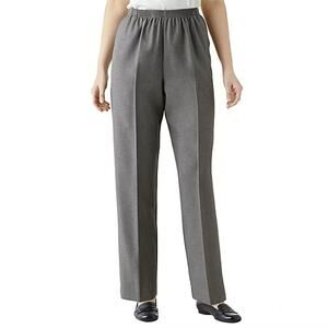 Alfred Dunner Classics Womens Straight Mid Rise Pull-On Pant Gray Plus Size 18P